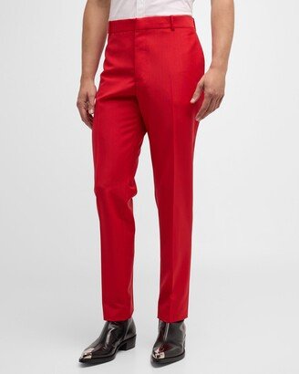 Men's Solid Wool-Mohair Slim Trousers