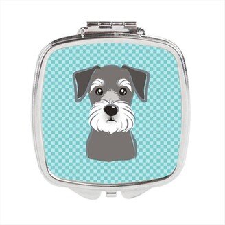 BB1144SCM Checkerboard Blue Schnauzer Compact Mirror, 2.75 x 3 x .3 In.