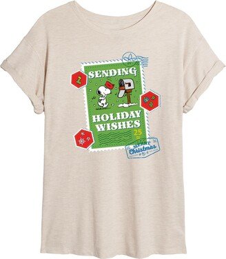 Hybrid Apparel - Peanuts - Christmas - Sending Holiday Wishes - Juniors Ideal Flowy Muscle T-Shirt - Size Large