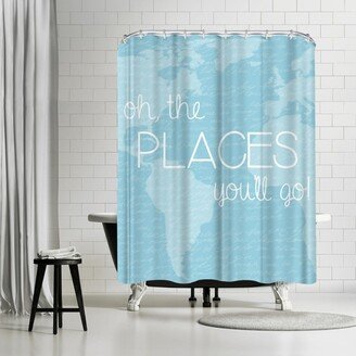 71 x 74 Shower Curtain, Places Blue by Samantha Ranlet