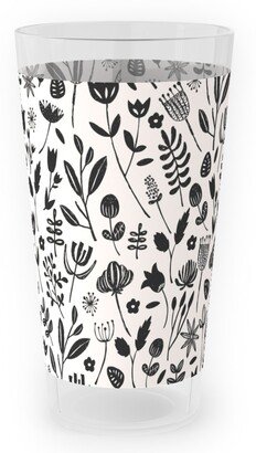 Outdoor Pint Glasses: Folk Botanical Print - Neutral Outdoor Pint Glass, Beige