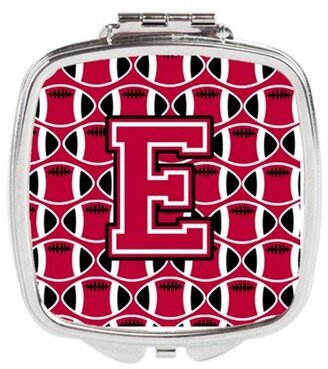 CJ1079-ESCM Letter E Football Crimson & White Compact Mirror