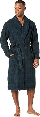 Scotch Plaid Flannel Robe Sherpa Lined Regular (Black Watch) Men's Robe