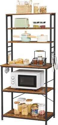 Farmhouse 6 Tier Industrial Utility Kitchen Bakers Rack Microwave Stand - 15.7 D x 31.5 W x 65.7 H