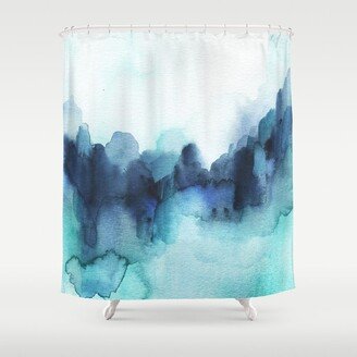 Wonderful blues Abstract watercolor Shower Curtain