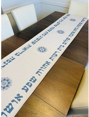 Shabbat Tablecloth With Classic Design With Hebrew Words, Made in Israel, Jewish Beautiful Gift For Holidays-AC