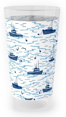 Outdoor Pint Glasses: Harbor Boats - White Outdoor Pint Glass, Blue