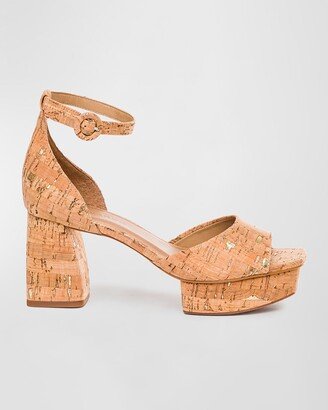 Raleigh Cork Ankle-Strap Platform Sandals