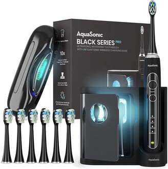 Aquasonic Black Series Pro Ultra Whitening Toothbrush With Uv Sanitizing Base
