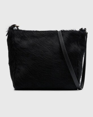 Men's Leather-Trimmed Calf Hair Crossbody Bag