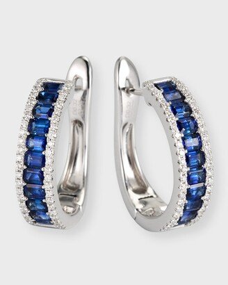 David Kord 18K White Gold Earrings with Blue Sapphires and Diamonds