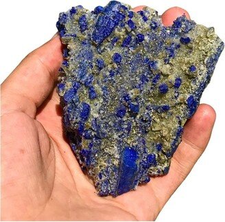 Natural Blue Lazurite Crystal, Gemmy Terminated Afghanite With Pyrite Mica Specimen | C35