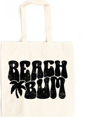 City Creek Prints Beach Bum Palm Tree Canvas Tote Bag - 15x16 - Natural