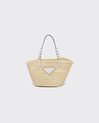 Woven Palm And Leather Tote