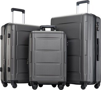 GREATPLANINC Expanable Spinner Wheel 3 Piece Luggage Set ABS Lightweight Suitcase with TSA Lock