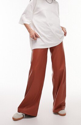 Wide Leg Faux Leather Pants