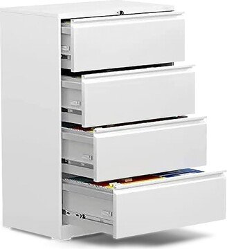 AOBABO 4 Drawer Lateral File Cabinet w/ Lock for Letter/Legal Size Paper, White