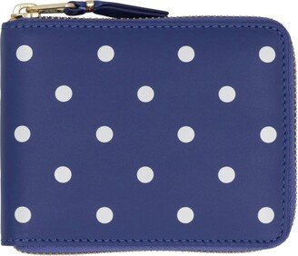 Dot Printed Zip-Around Wallet