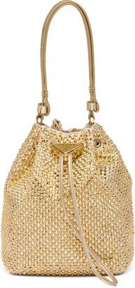 Gold Tone Crystal Embellished Bucket Bag