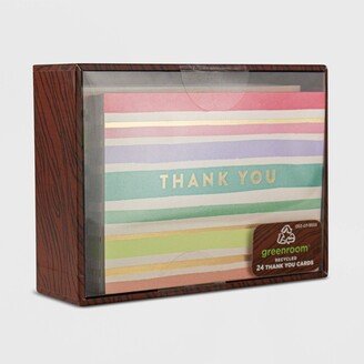 greenroom 24ct Rainbow Stripe Blank Thank You Cards