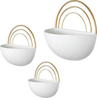 Crescent 3-Piece Metal Wall Planter Set - White, Gold