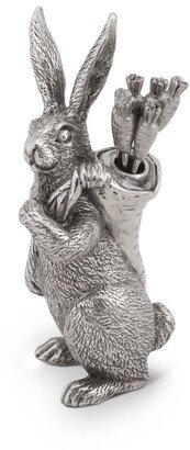 Cheese Picks with Pewter Rabbit Holder and Carrot Picks Knob - Set of 6