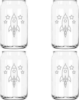 Rocket Ship To Mars Moon Stonks Etched 5 Ounce Beer Can Taster Glass - Single Or 4 Pack