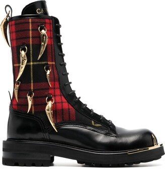 Tartan-Check Lace-Up Boots