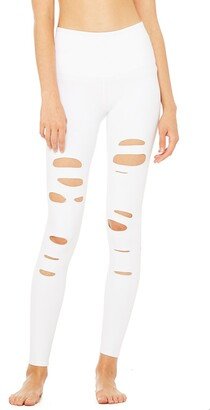 High-Waist Ripped Warrior Legging in White, Size: Small |