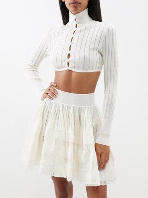 Archetypes Cropped Ribbed-knit Crinoline Cardigan