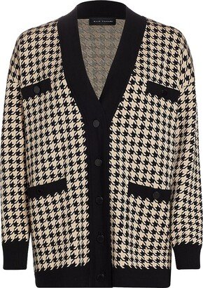 Houndstooth Button-Front Cardigan