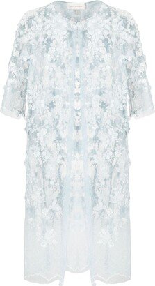 Gemy Maalouf Floral-Lace Semi-Sheer Coat