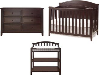 3 Piece Crib Changing Station 6 Drawer Dresser Nursery Furniture Set