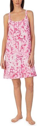 Double Strap Ruffle Hem Gown (Pink Paisley) Women's Pajama