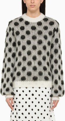 White polka dot crew-neck sweater