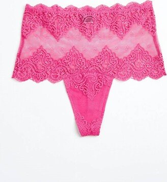 So Fine Lace High Cut Thong In Pink Orchid