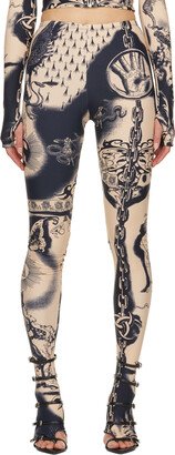 Beige Graphic Leggings