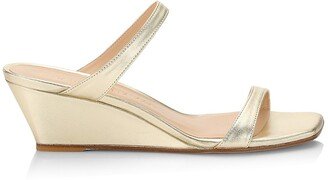 Aleena Metallic Leather Wedge Sandals