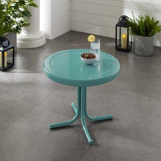 Crosley Furniture Retro Metal Side Table In Caribbean Blue