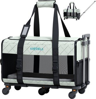 Katziela Quilted Chariot Pro Pet Carrier With Removable Wheels And Double Telescopic Handle