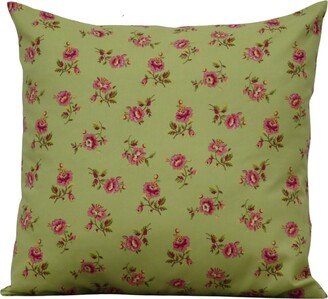 Green & Pink Floral Throw Pillow Cover, 100% Cotton With Envelope Opening Closure, 18 X 18, 16 16, 14