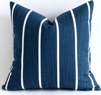 Blue & White Stripe Modern Farmhouse Decorative Throw Pillow Cover, 10 Coordinates,