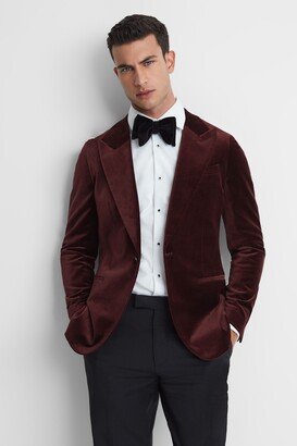 Bordeaux Apsara Slim Fit Velvet Single Breasted Blazer