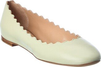 Lauren Scalloped Leather Ballerina Flat