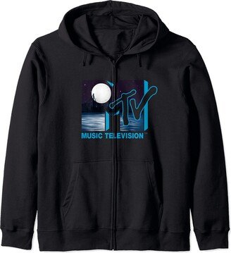Mademark x MTV - The official original MTV Logo with Full Moon above the City Zip Hoodie