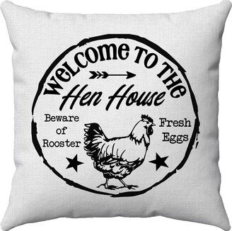 Farmhouse Pillow - Shabby Chic Decor Welcome To The Hen House Cover White Or Wheat Rustic Throw