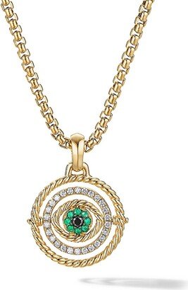 Evil Eye Mobile Amulet In 18K Yellow Gold With Pavé Emeralds & Diamonds