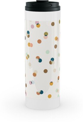 Travel Mugs: Eden Polka Dot - Cream Multi Stainless Mug, White, 16Oz, Multicolor