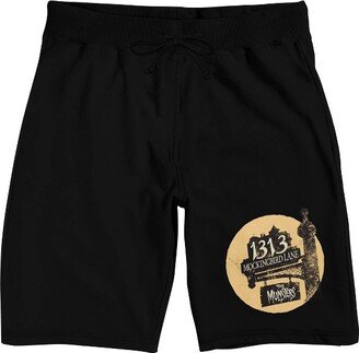 The Munsters 1313 Mockingbird Lane Men's Black Sleep Pajama Shorts-Large