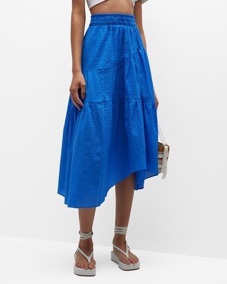 Gathered-Seam Midi Skirt